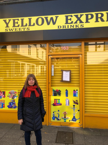 County Councilor Paula Hiscocks visiting the Closed shop following raid by Hertfordshire County Council rading standards